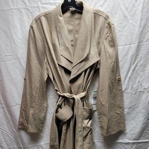 Jones New York Beige Trench Wrap Coat Size L - NWT